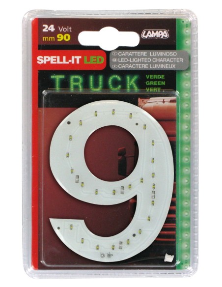 -NUMERO ADESIVO --9-- 24V LED VERDI-