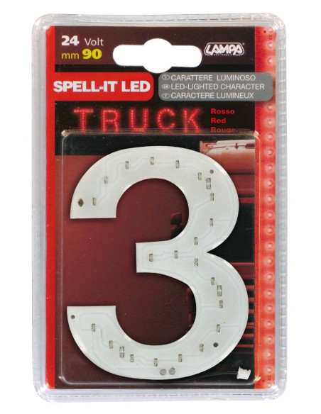 -NUMERO ADESIVO --3-- 24V LED ROSSI-