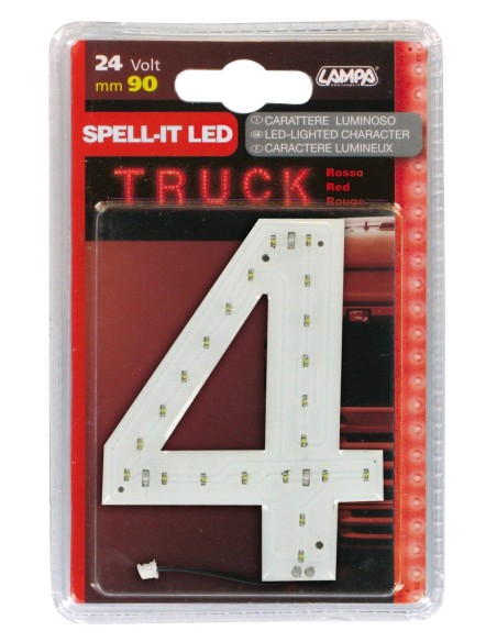 -NUMERO ADESIVO --4-- 24V LED ROSSI-