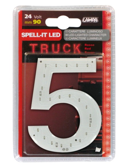 -NUMERO ADESIVO --5-- 24V LED ROSSI-