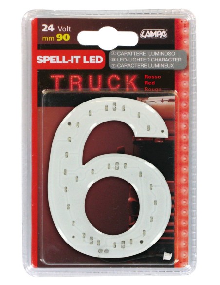 -NUMERO ADESIVO --6-- 24V LED ROSSI-