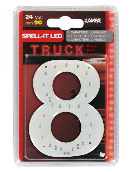-NUMERO ADESIVO --8-- 24V LED ROSSI-