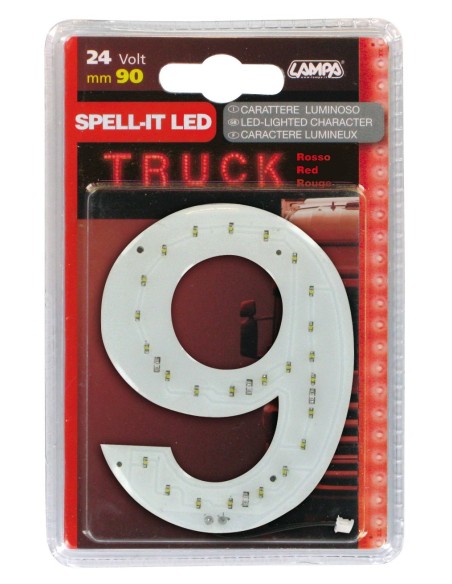 -NUMERO ADESIVO --9-- 24V LED ROSSI-