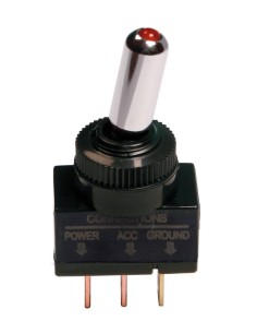 INTERRUTTORE A LEVA 12/24V 20A MAX CON LED ROSSO 45554 LAMPA
