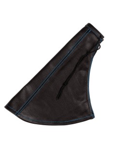 CUFFIA LEVA FRENO PELLE NERA CUCITURE BLU