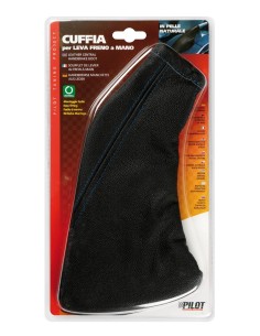 CUFFIA LEVA FRENO PELLE NERA CUCITURE BLU 2