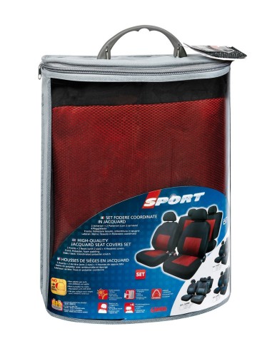 -SET COPRISEDILI FODERA --SPORT--ROSSO+NERO-