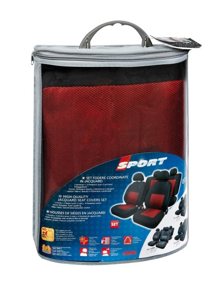 -SET COPRISEDILI FODERA --SPORT--ROSSO+NERO-
