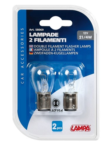 CP.LAMPADINE P21/4W BAZ15D 12V CLEAR