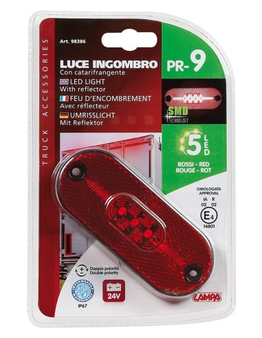 -LUCE INGOMBRO--PR9--5LED 24V ROSSA-