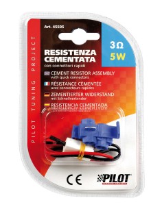RESISTENZA CEMENTATA 3 OHM 5W C/CONNETTORI RAPIDI 45505 LAMPA 2