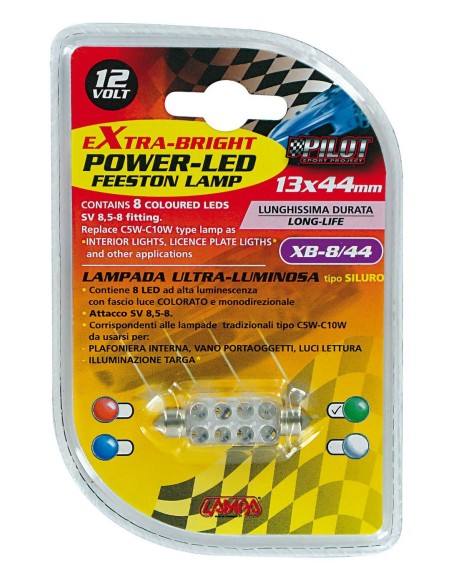 LAMPADA 10MMX44MM MEGA-BRITE 8 LED VERDE