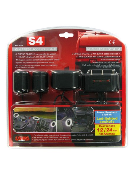 SET 4 PRESE ACCENDISIGARI 24V 10