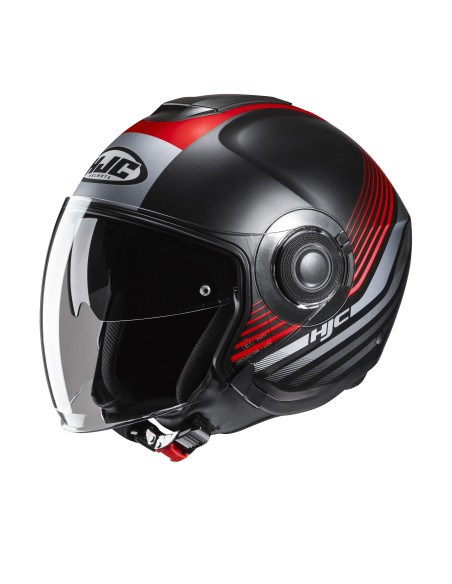 CASCO JET I40N DOVA MC1SF NERO ROSSO GRIGIO TG.L