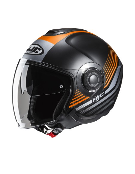 CASCO JET I40N DOVA MC7SF NERO ARANCIO GRIGIO TG.L