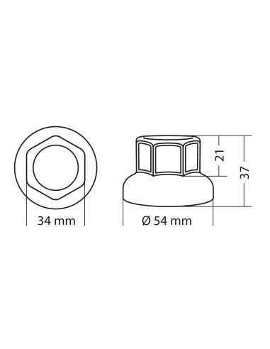 Boater, Set 10 copribulloni testa piatta in acciaio inox - Ø 32 mm - Cromo