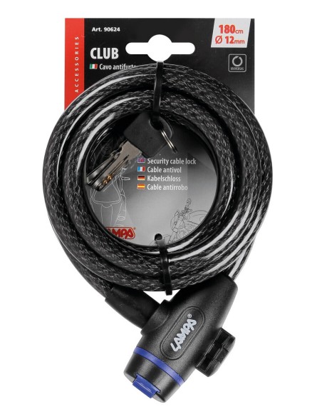 CAVO ANTIFURTO MOTO CLUB 12 MM SEZ X 180 CM L 90624 LAMPA