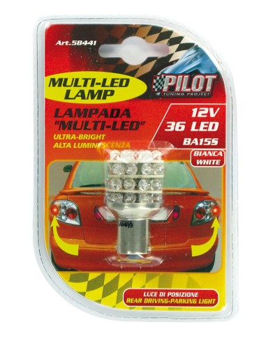 LAMPADINA 36 LED ROSSO BA15S 58441 LAMPA