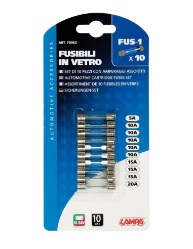 CARTELLA FUSIBILI VETRO 10PZ. 70062 LAMPA
