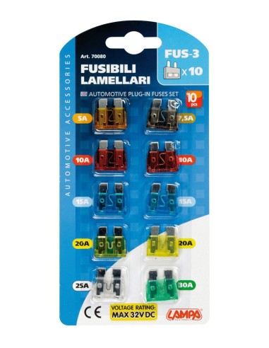 CARTELLA FUSIBILI LAMELLARI 10PZ. 70080 LAMPA