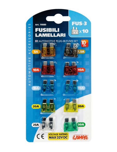 CARTELLA FUSIBILI LAMELLARI 10PZ. 70080 LAMPA