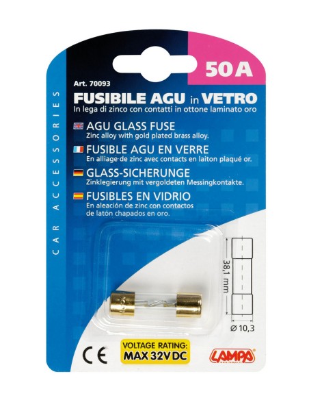 Fusibile AGU in vetro, 12/32V - 50A