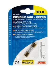 FUSIBILE AGU IN VETRO 70AMP. 70095 LAMPA 2