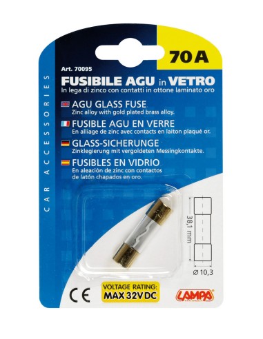 FUSIBILE AGU IN VETRO 70AMP. 70095 LAMPA