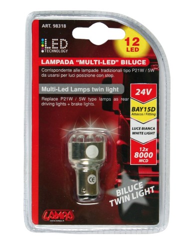 LAMPADINA 24V 12LED LUCE BIANCA BAY15D 98318 LAMPA