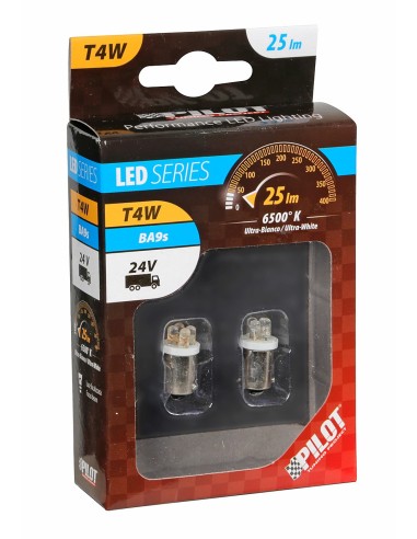 COPPIA LAMPADINA 24V 4 LED BIANCO BA9S 98331 LAMPA