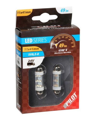 COPPIA LAMPADINA 24V 6 LED BIANCO SILURO 11X41 SV8,5-8 98349 LAMPA