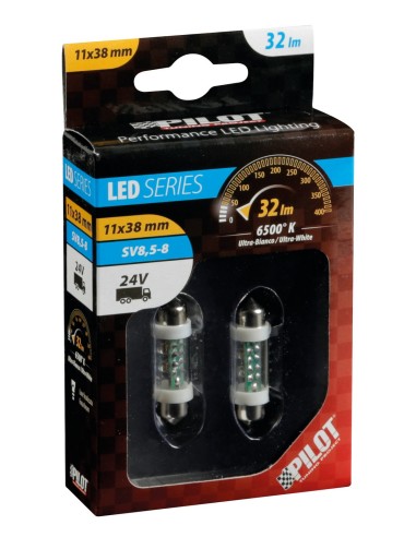 COPPIA LAMPADINA 24V 4 LED BIANCO SILURO 10,5X38 SV8,5-8 98358 LAMPA