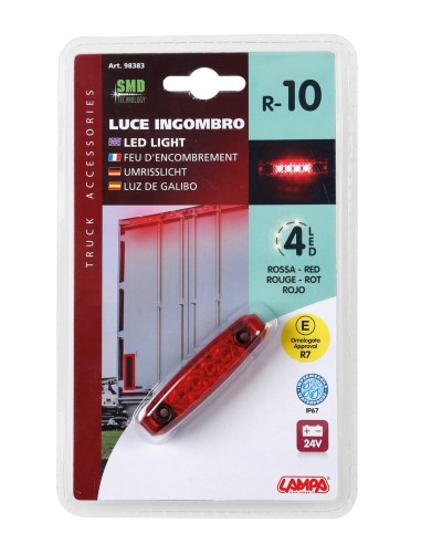 LUCE INGOMBRO PR10 4LED 24V ROSSA 98383 LAMPA
