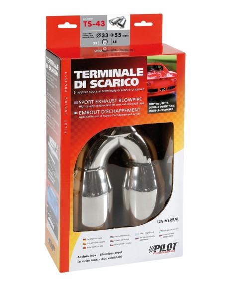 CODINO TERMINALE MARMITTA DAYTONA TS-43 ACCIAIO INOX DIAM.33-44MM 60020 LAMPA