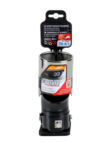 CODINO TERMINALE MARMITTA TS-61 ACCIAIO INOX REGOLABILE DIAM.37-49MM 60045 LAMPA