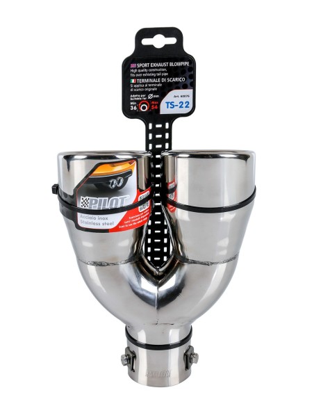 CODINO TERMINALE MARMITTA TS-22 ACCIAIO INOX DIAM.36-48MM 60076 LAMPA