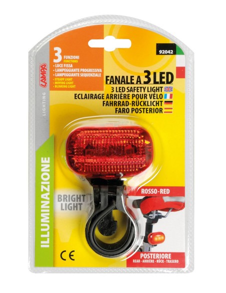 FANALE ROSSO POSTERIORE 3 LEDS BICI 92042 LAMPA