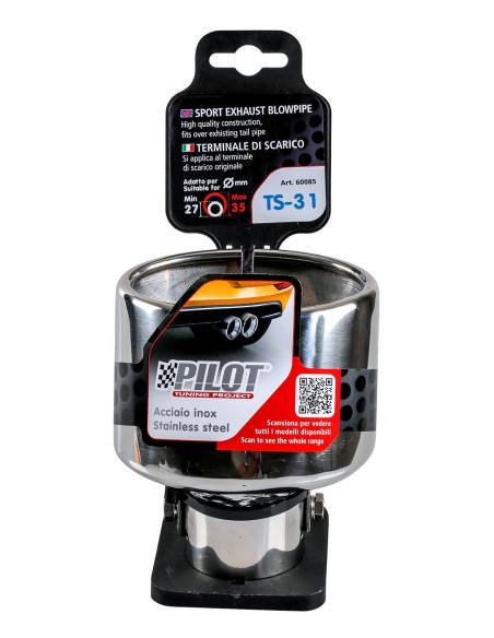 CODINO TERMINALE MARMITTA TS-31 ACCIAIO INOX DIAM.27-35MM 60085 LAMPA