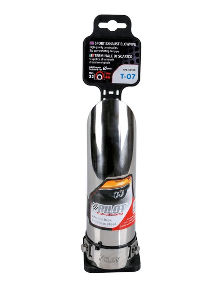 CODINO TERMINALE MARMITTA T-07 ACCIAIO INOX DIAM.32-46MM 60130 LAMPA