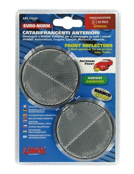 COPPIA CATARINFRANGENTE ROTONDI BIANCHI OMOLOGATI DIAM.65MM 20544 LAMPA