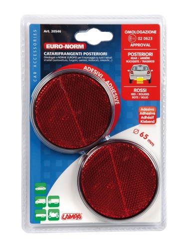 COPPIA CATARINFRANGENTE ROTONDI ROSSO I OMOLOGATI DIAM.65MM 20546 LAMPA