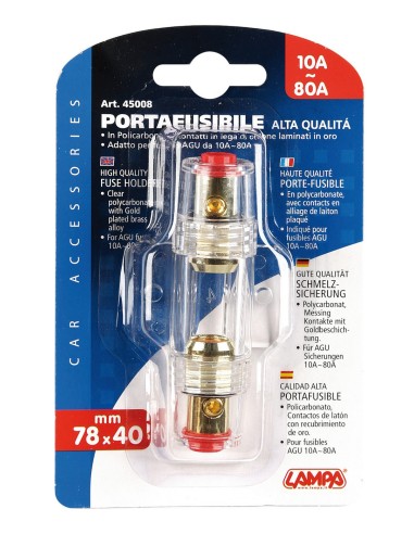 PORTA FUSIBILE IN POLICARBONATO PER FUSIBILE AGU 10A- in poi 80A 45008 LAMPA