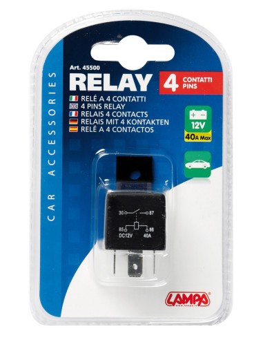 RELE' UNIVERSALE 12V-30A 4 CONTATTI 45500 LAMPA