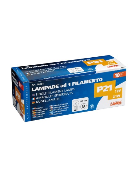 SET 10 LAMPADINE 21W BA15S 12V. SCATOLA 58061 LAMPA