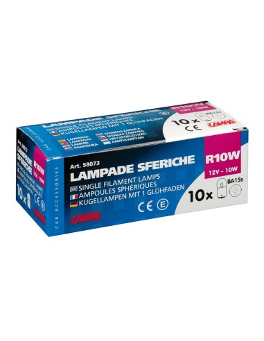 12V Lampada sferica - R10W - 10W - BA15s - 10 pz  - Scatola