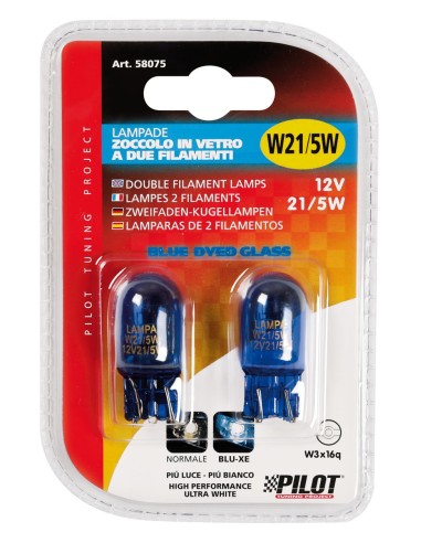 COPPIA LAMPADINA BLUE-DYED 12V. 21/5W W3X16Q 58075 LAMPA