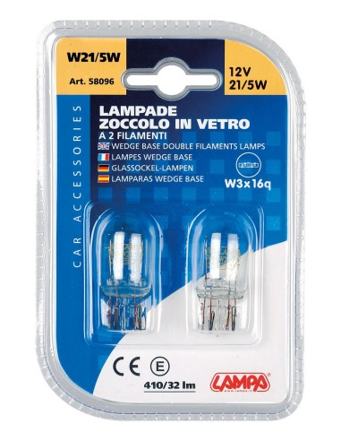 COPPIA LAMPADINA 12V. W3X16Q 21/5W 58096 LAMPA