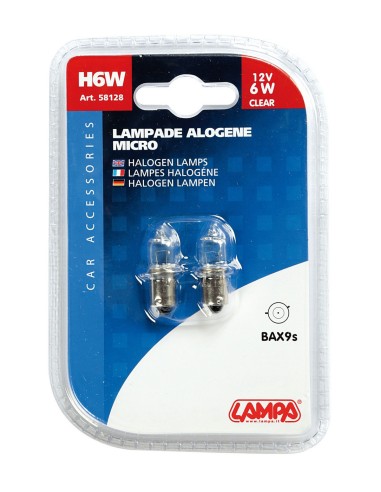 COPPIA LAMPADINA 12V. BAX 9S 6W 58128 LAMPA