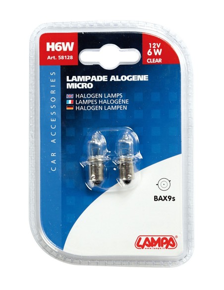 COPPIA LAMPADINA 12V. BAX 9S 6W 58128 LAMPA