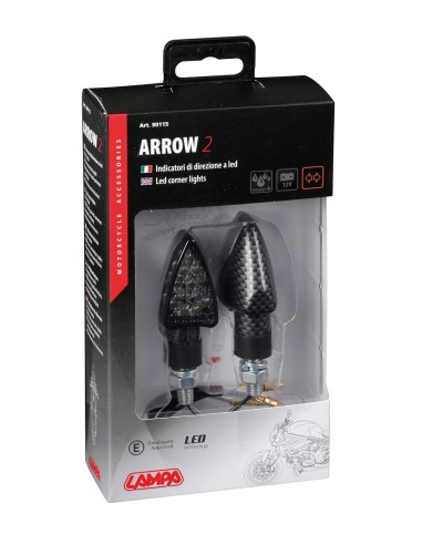 COPPIA FANALE FRECCIA ARROW CARBON LOOK LED VETRO BIANCO 90115 LAMPA